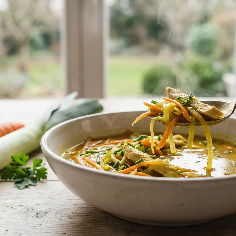 Kerriesoep met groentenjulienne recept