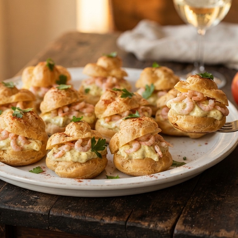 Kerriesoesjes met Hollandse garnalen recept