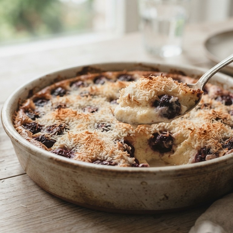 Kersenkwarkschotel met kokos recept