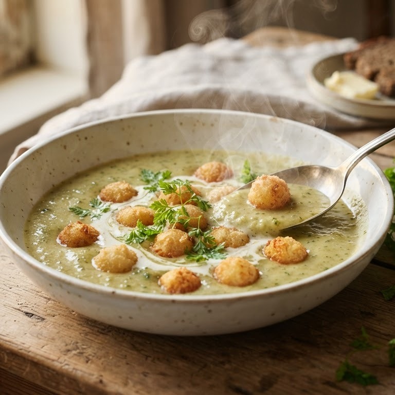 Kervelsoep met kaasballetjes recept