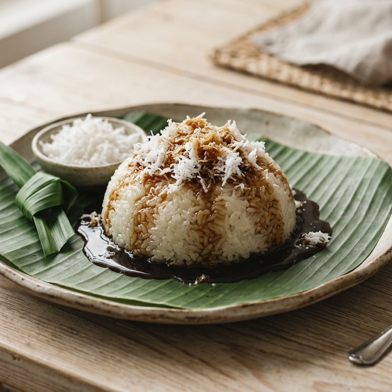 Ketan gula kelapa (kleefrijst met een durian saus en kokos) recept