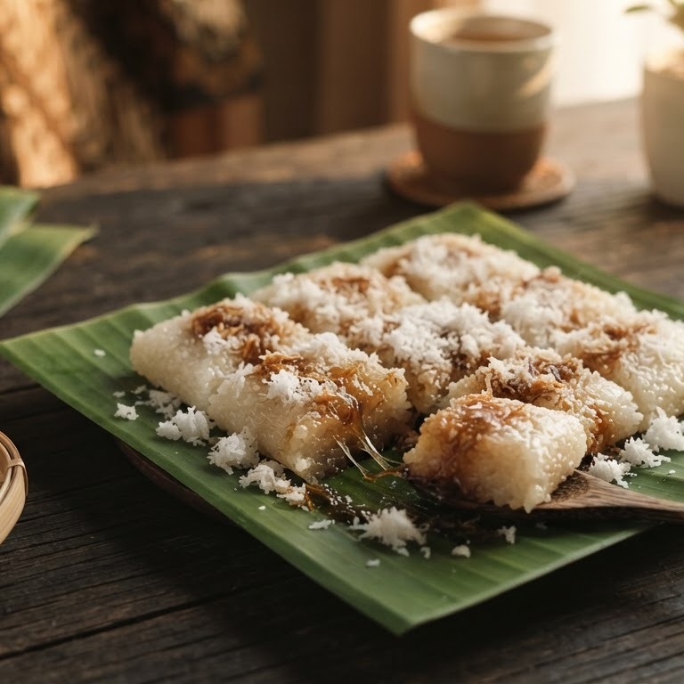 Ketang Gula Klappa (witte kleefrijst met suiker en kokos) recept