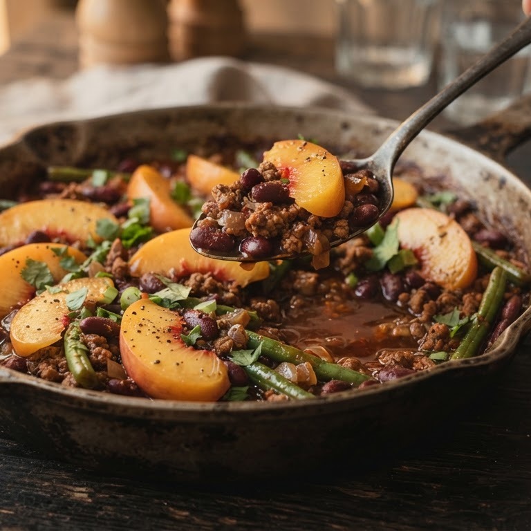 Kidneybonen met gehakt en perzik recept