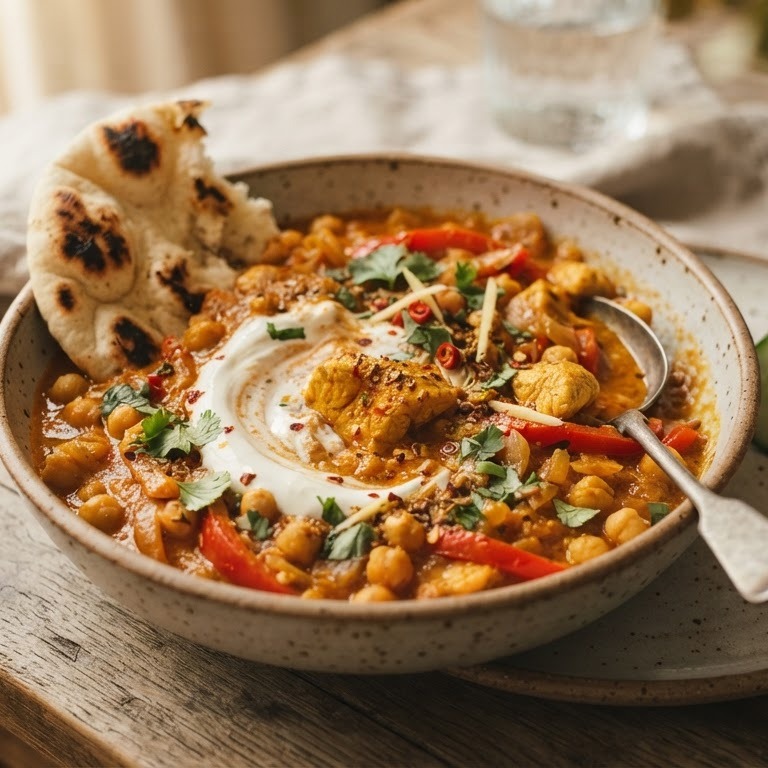 Kikkererwtencurry met kip recept