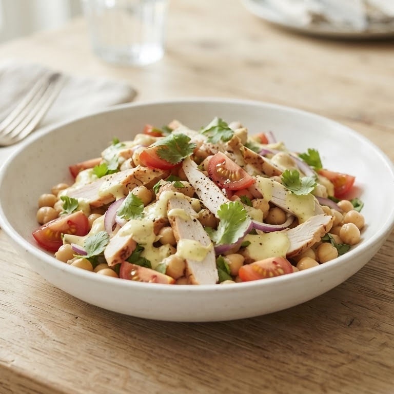 Kikkererwtensalade met gerookte kip recept