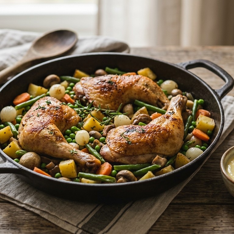 Kip ala bonne femme met koude knoflook-kerriesaus recept