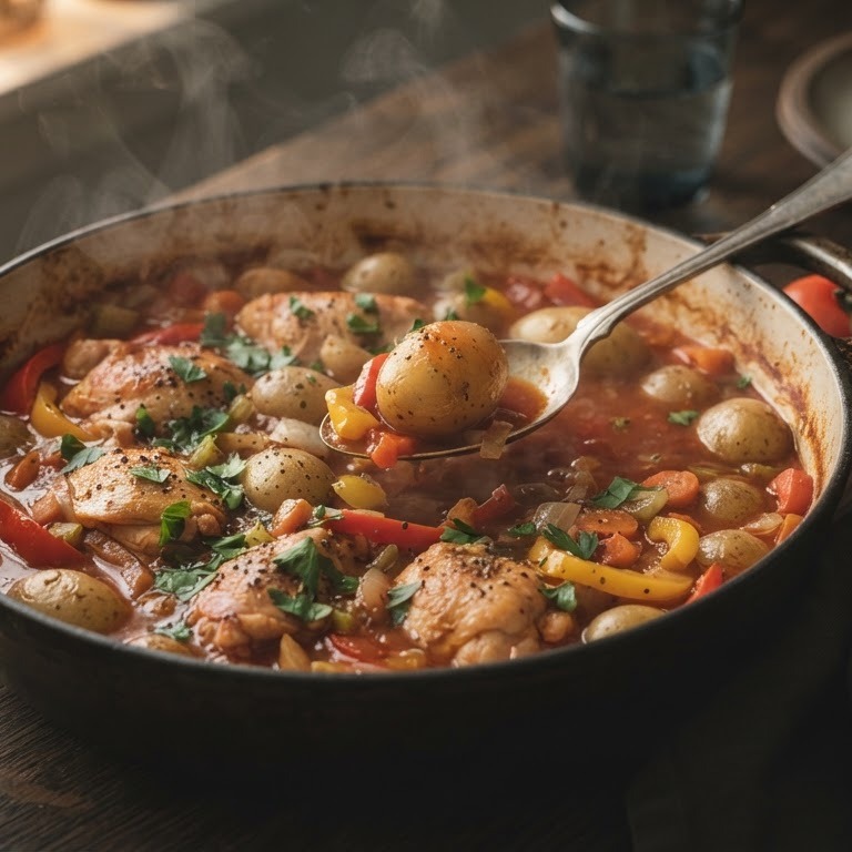 Kip groenten stoofpot met krieltjes recept
