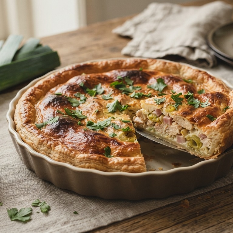 Kip-ham-prei-taart recept