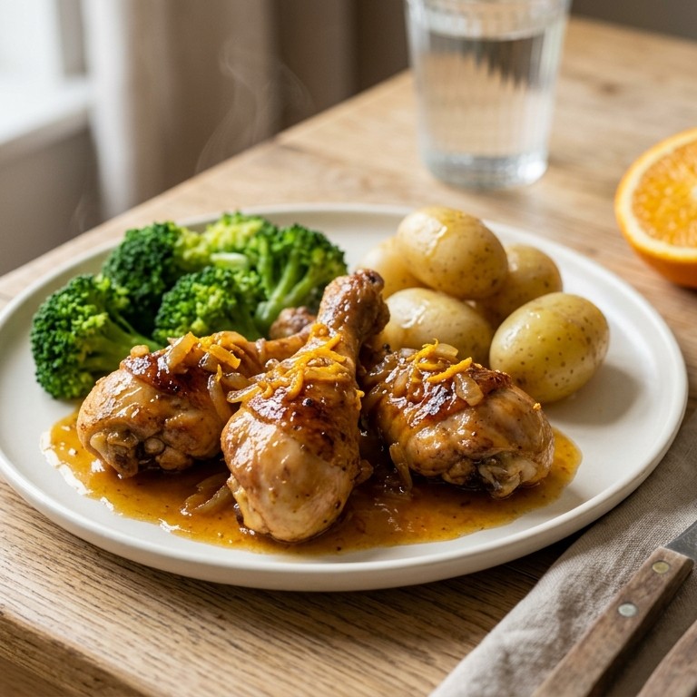 Kip  in sinaasappelsaus met broccoli recept