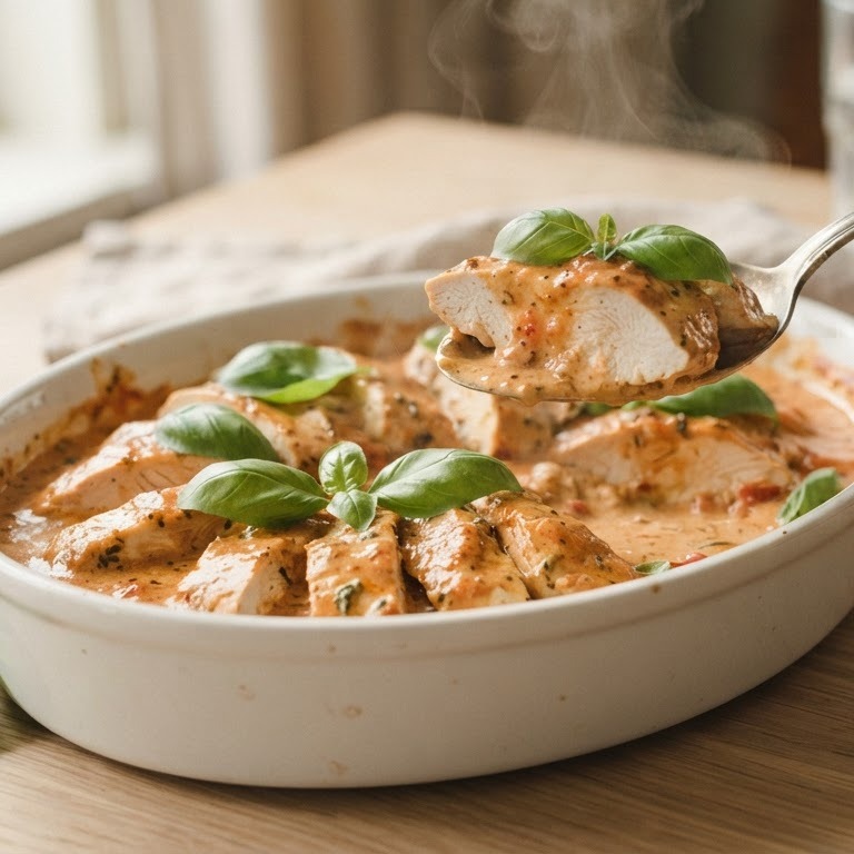 Kip in tomatensaus met basilicum recept