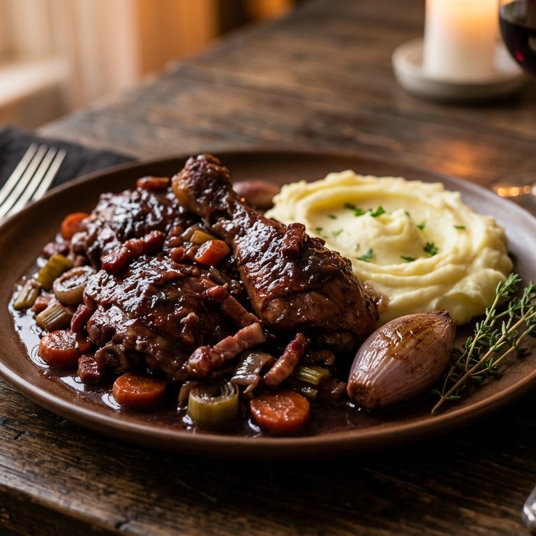 Kip is gek op rodewijn (coq au vin) recept