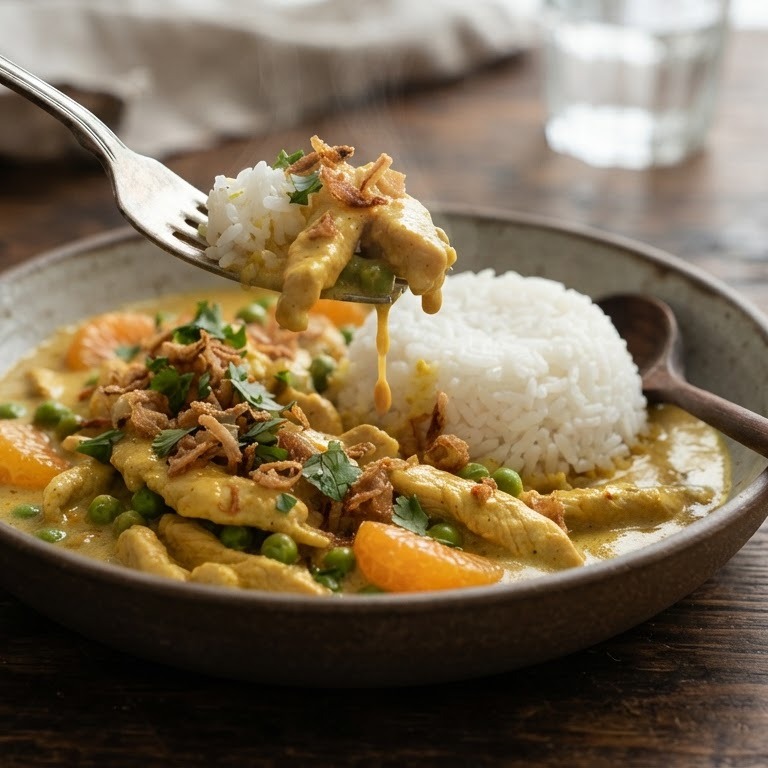 Kip kerrie met witte rijst recept