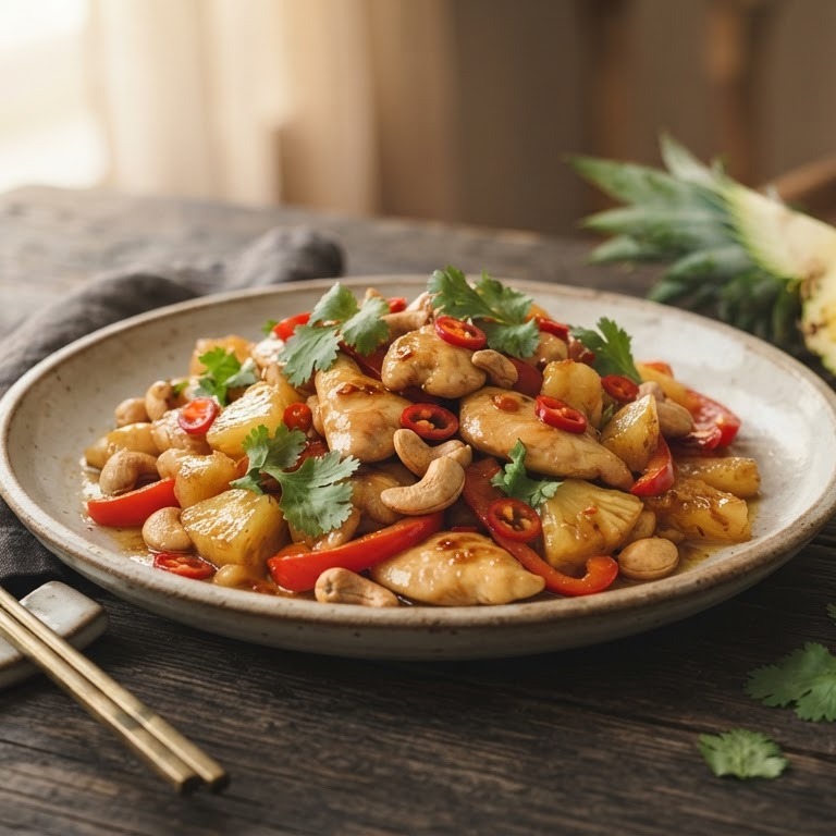 Kip met ananas en cashewnoten recept