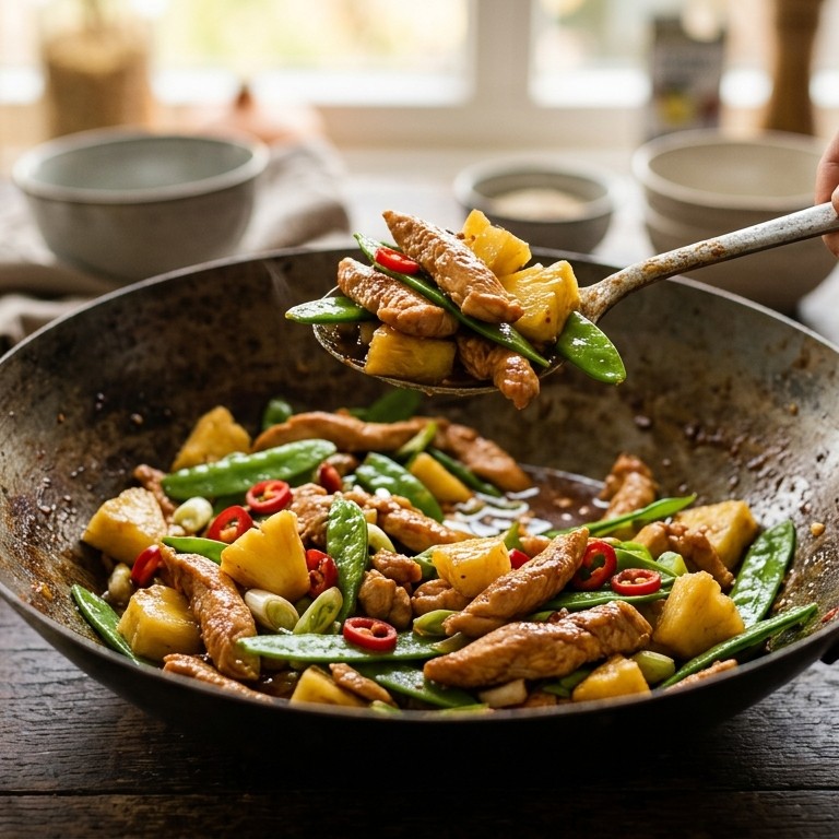 Kip met ananas en peultjes recept