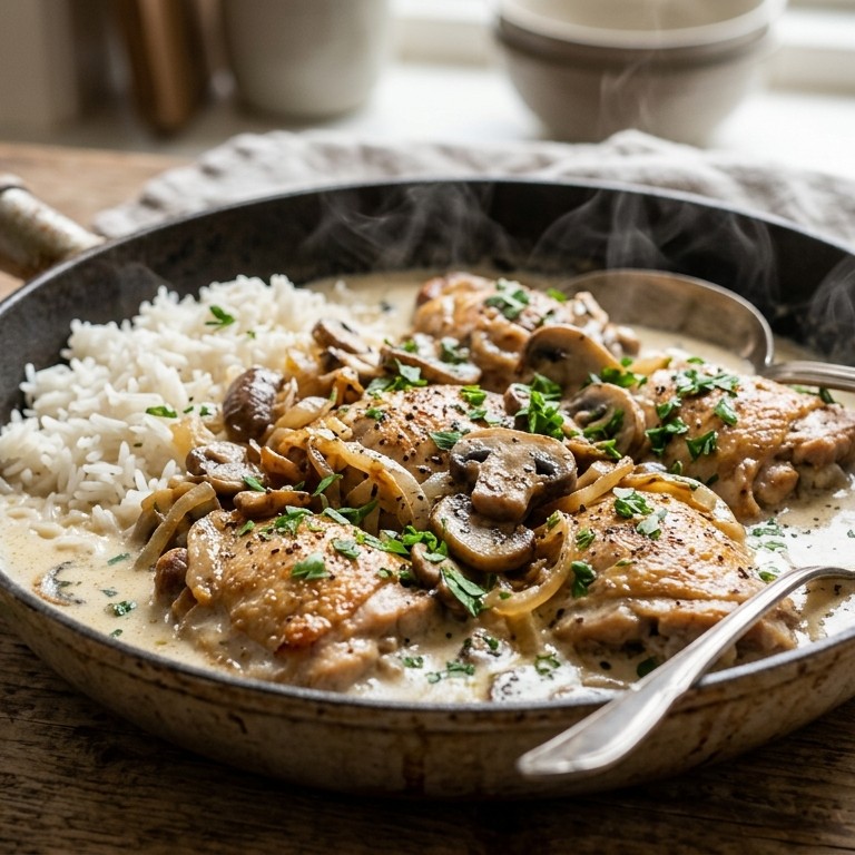 Kip met champignons in een roomsaus recept