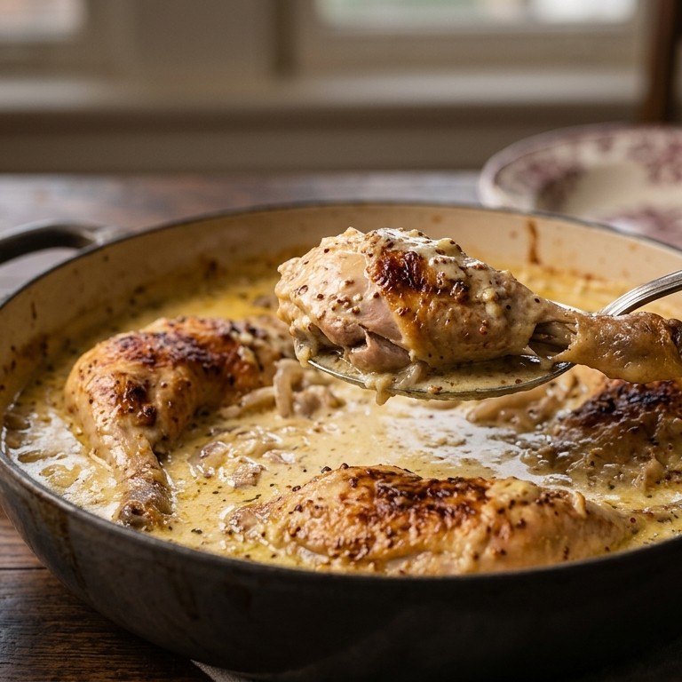 Kip met kaas en mosterd-roomsaus recept
