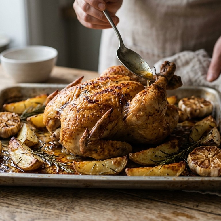 Kip met knoflookaardappelen recept