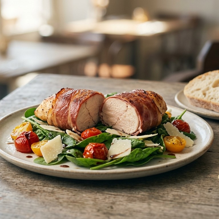 Kip met parmaham en spinaziesla recept