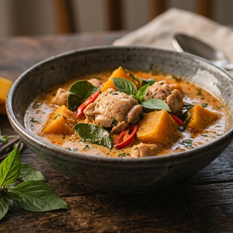 Kip met pompoen in rode kerrie recept