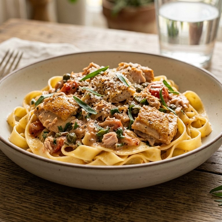 Kip met tonijnsaus en tagliatelle recept