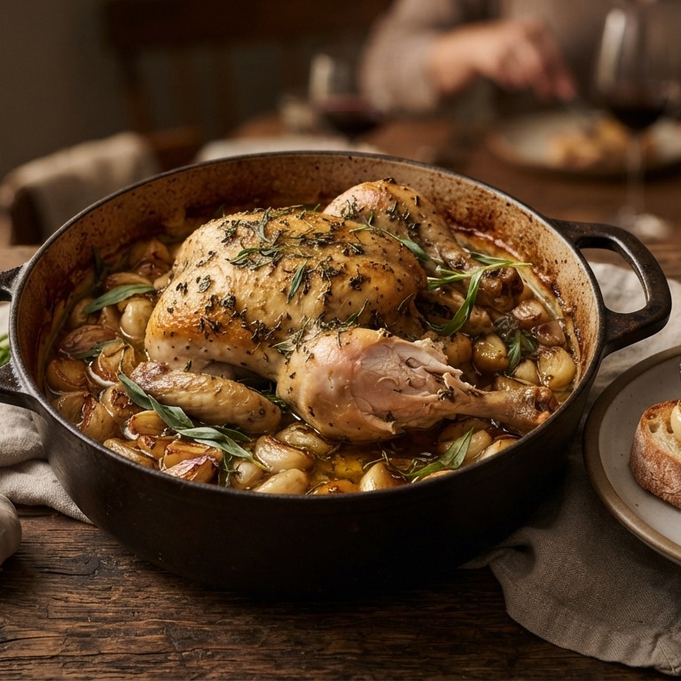 Kip met veertig knoflookteentjes recept