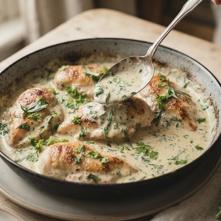Kip met yoghurt en groene kruiden recept