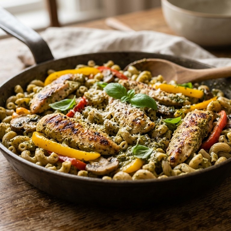 Kip pesto met macaroni recept