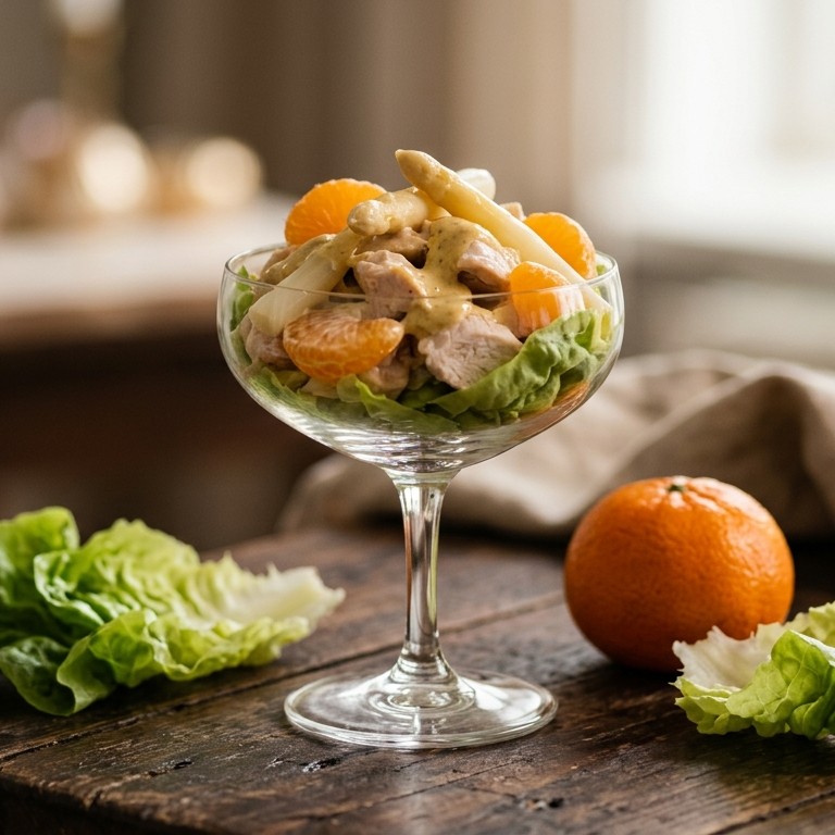 Kipcocktail met asperges en mandarijntjes recept