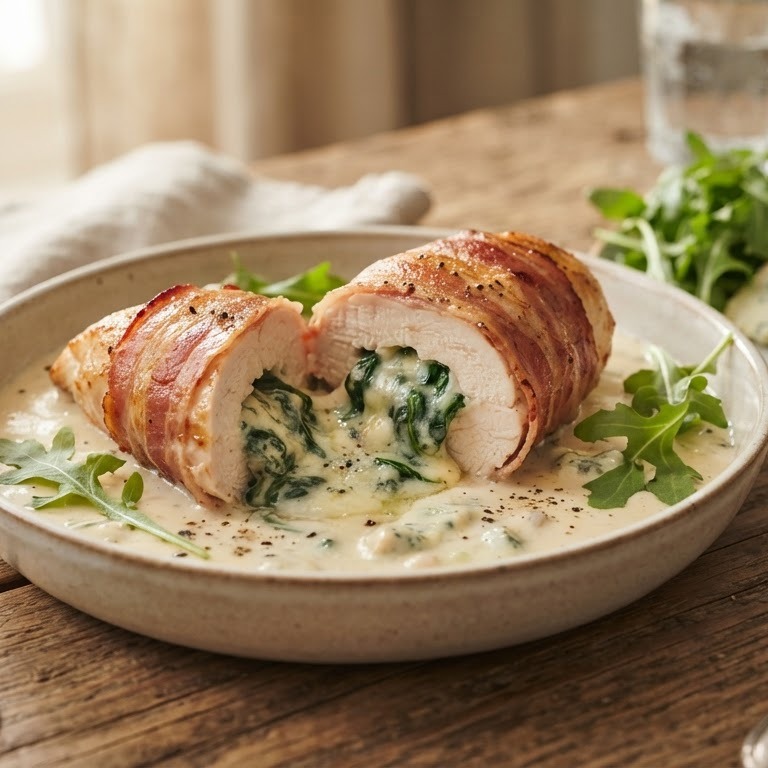 Kipfilet gevuld in groentekaassaus recept