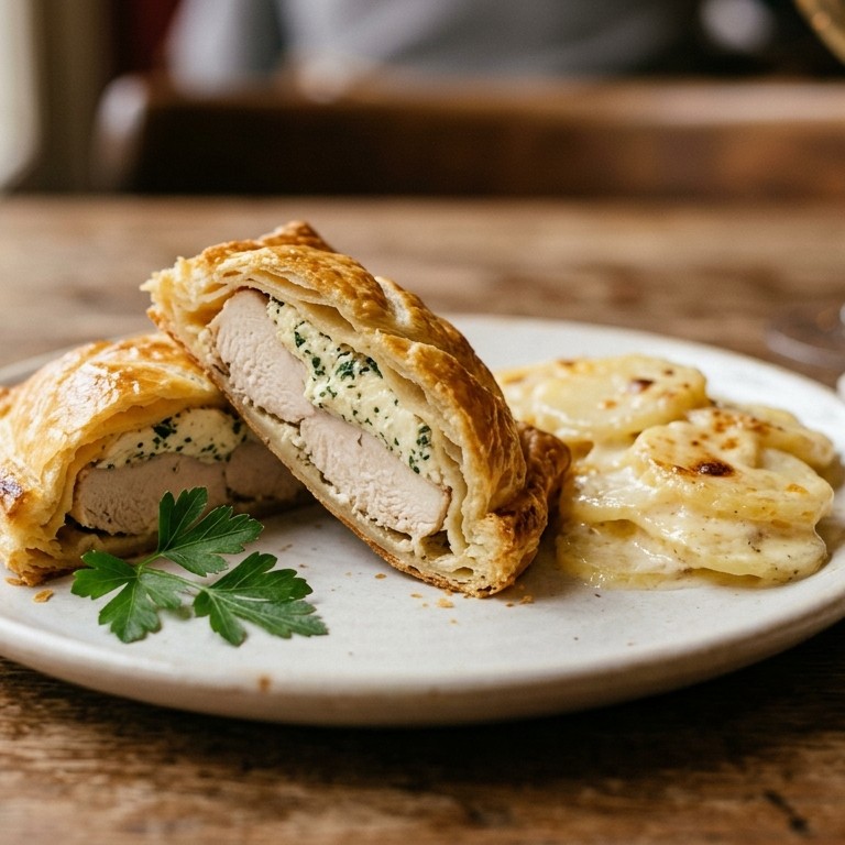 Kipfilet in een jasje met roomaardappelen recept