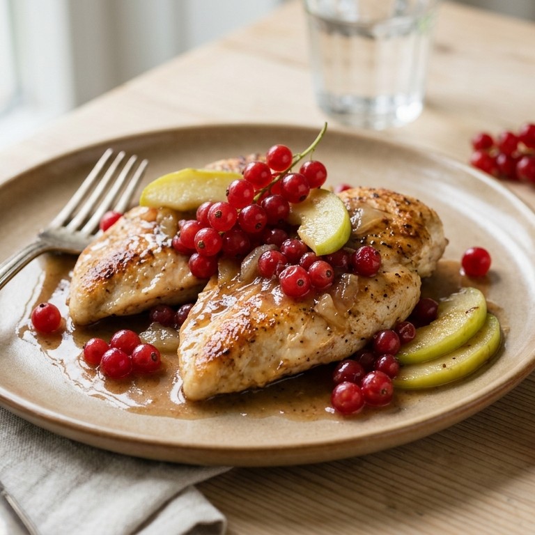 Kipfilet met aalbessen en appel recept