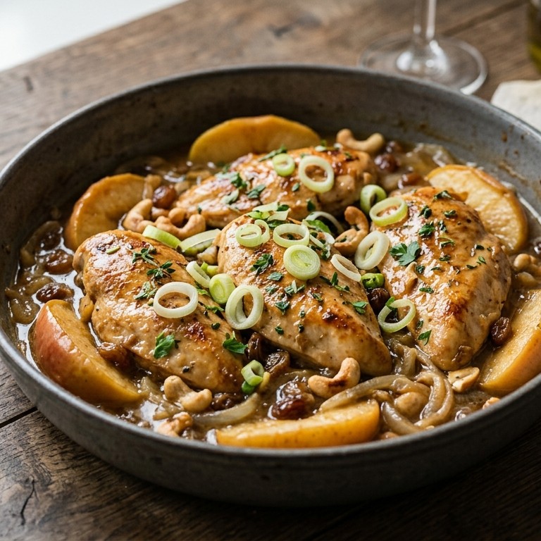 Kipfilet met appel en rozijnen recept