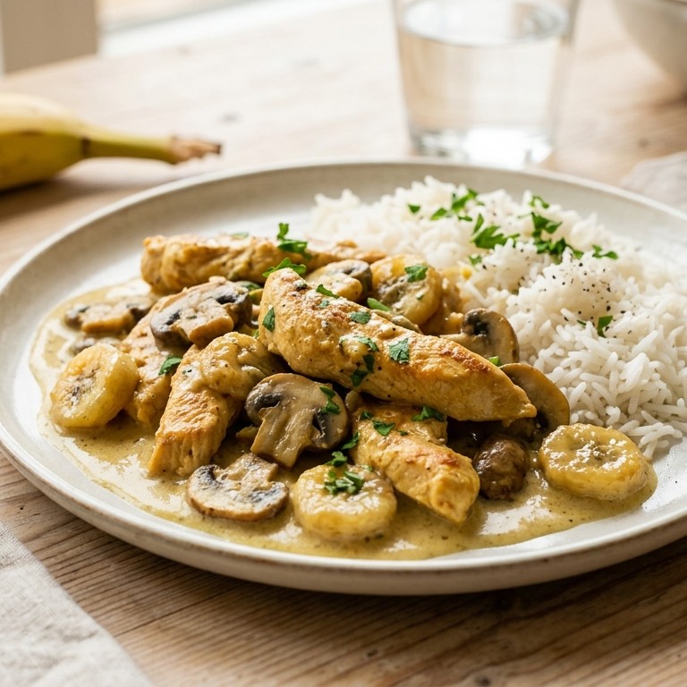 Kipfilet met champignons en banaan recept