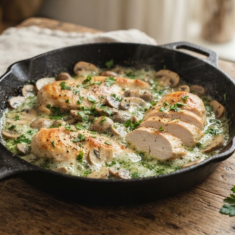 Kipfilet met champignons in kruidenboter recept