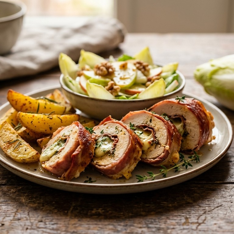 Kipfilet met kruidenkaas en rauwe ham recept