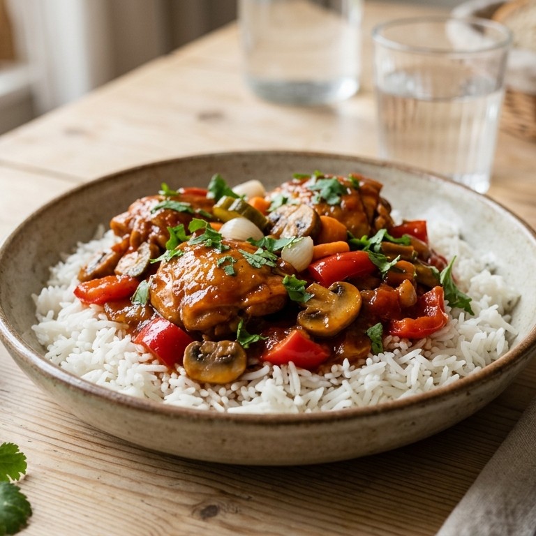Kipfilet met rijst en tomatenketchup recept