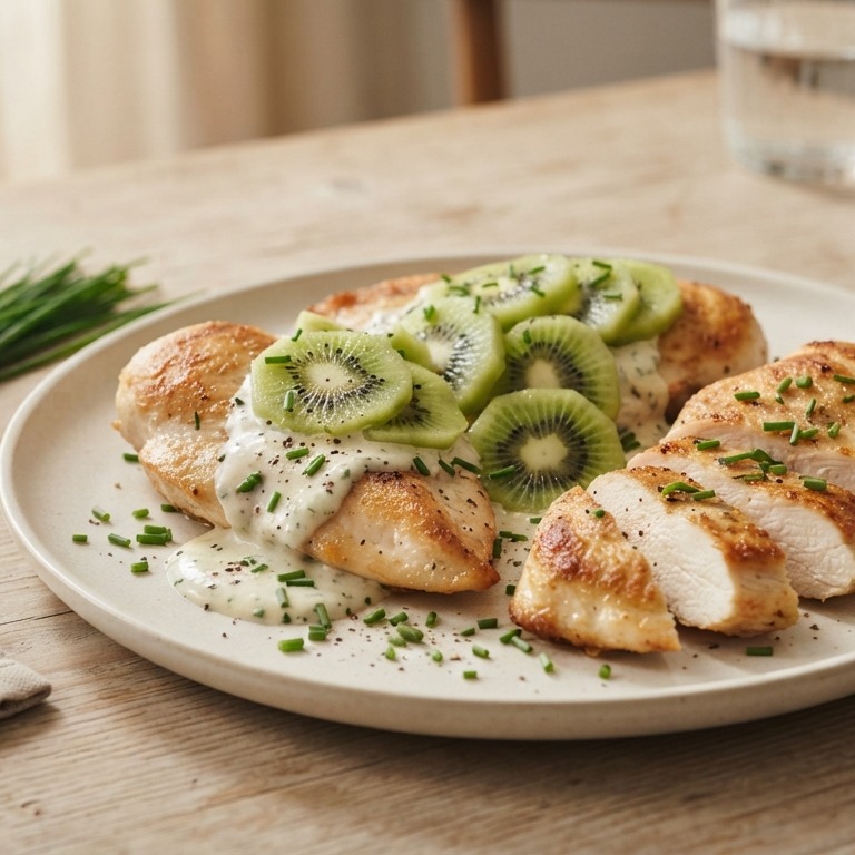 Kipfilets met kwark en kiwi recept