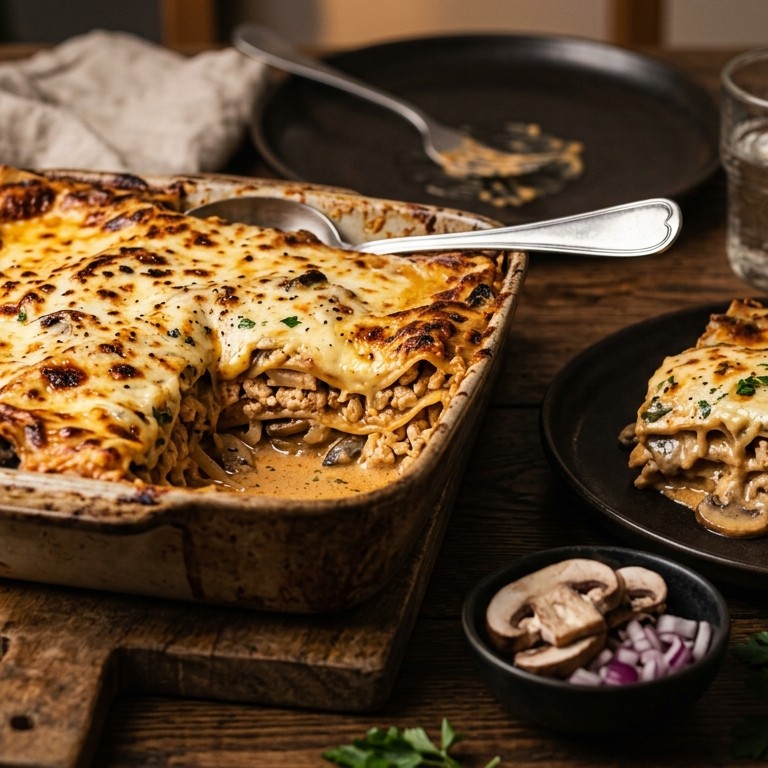 Kiplasagne met stroganoffsaus recept