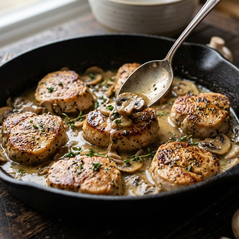 Kipmedaillons met champignons recept