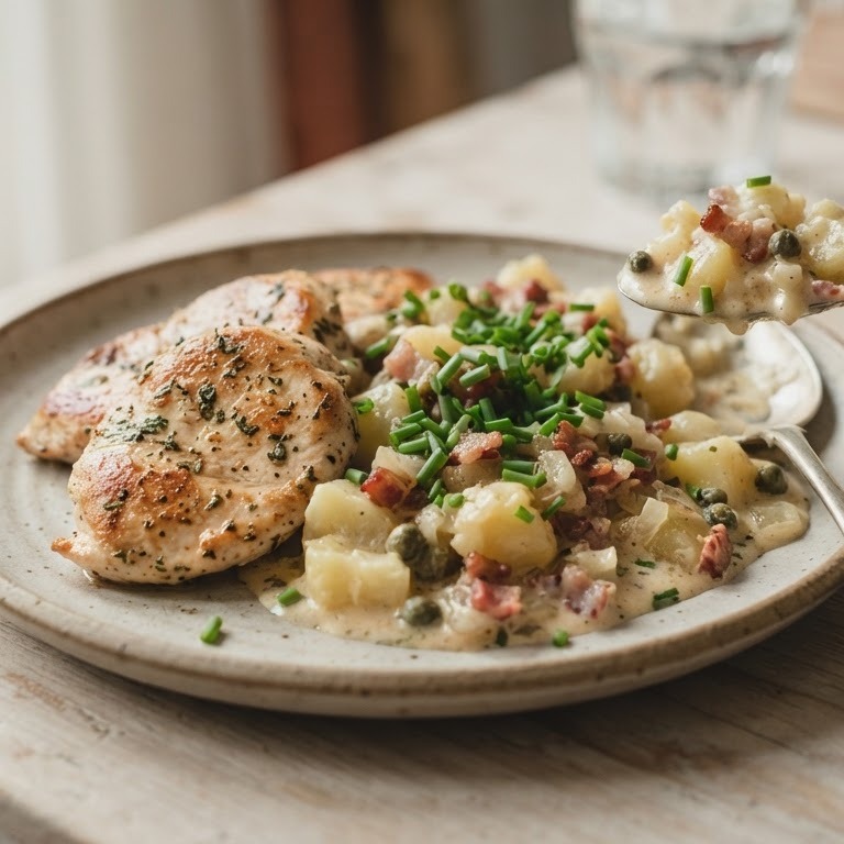 Kipmedaillons met groentebouillonblokje aardappelragout recept
