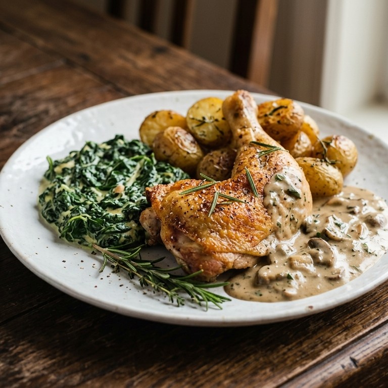 Kippenboutjes met rozemarijn & champignonsaus recept
