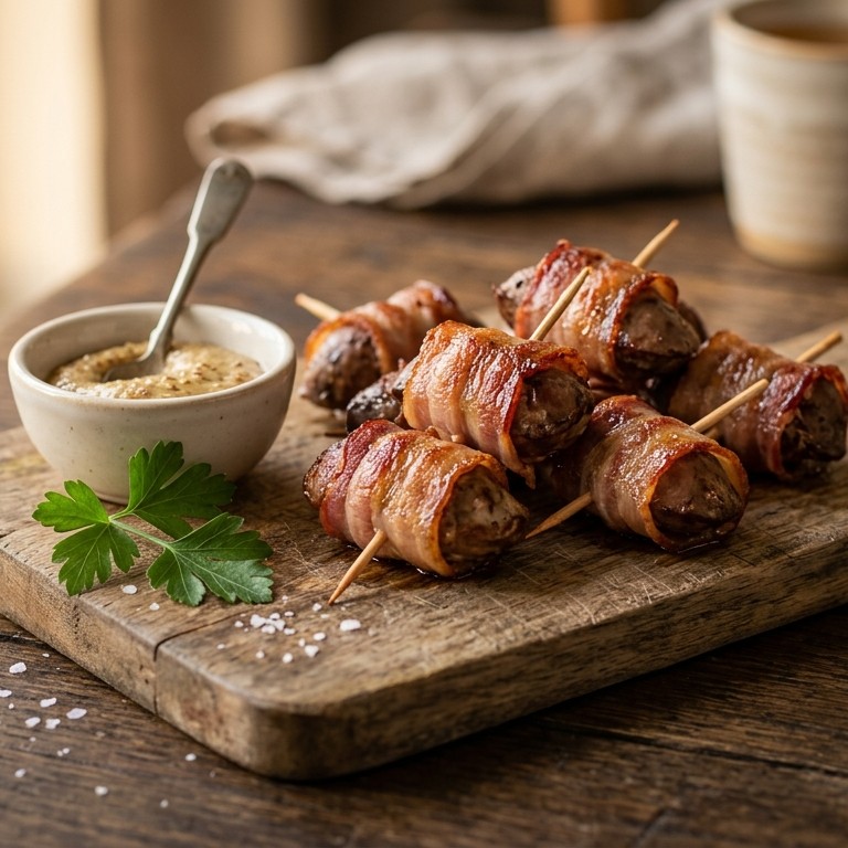 Kippenlevertjes in ontbijtspek recept