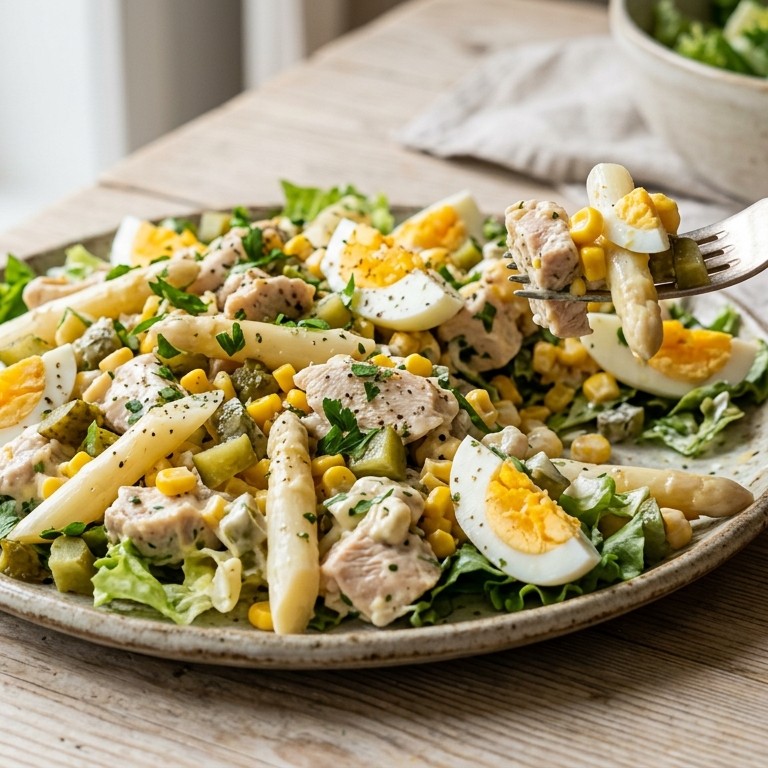 Kippensalade met mais en eieren recept