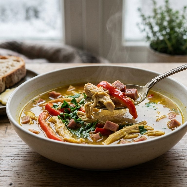 Kippensoep paprika-ham recept
