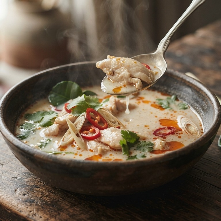 Kippesoep met laos recept