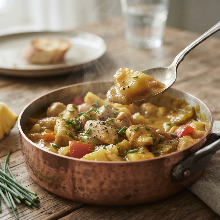 Kipragout met ananas en kerrie recept