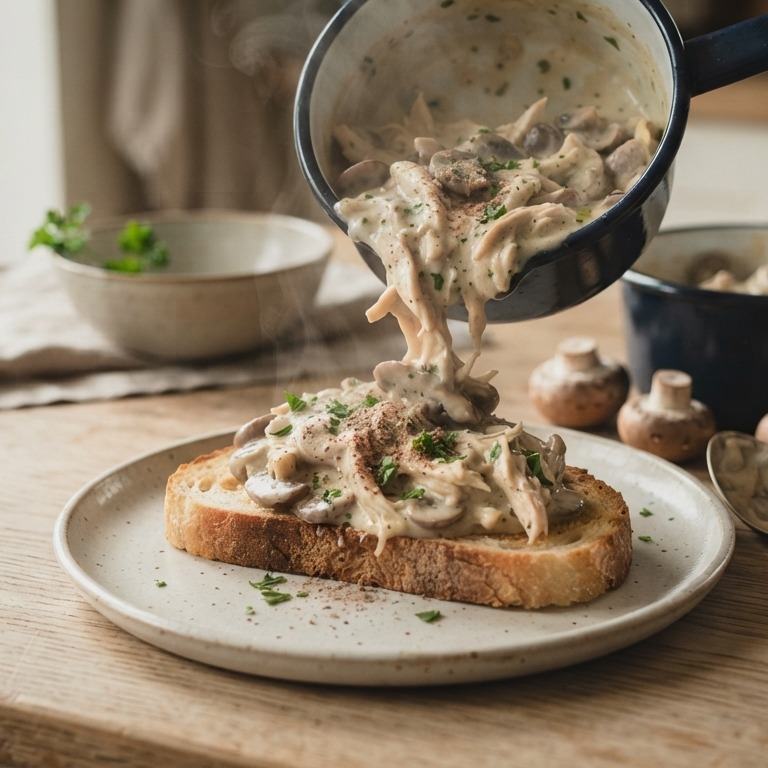 Kipragout  met champignons recept