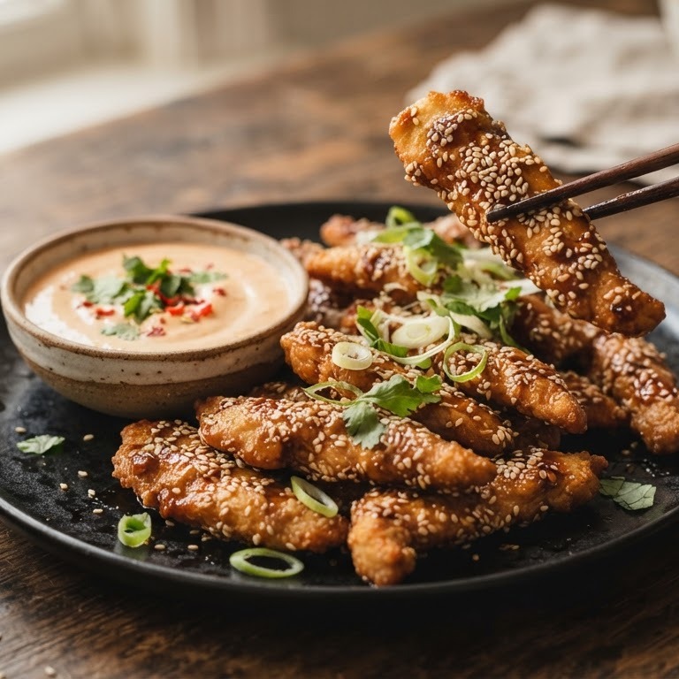 Kipreepjes in sesam met teriyakisaus recept