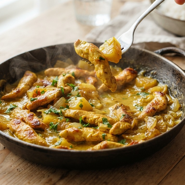 Kipreepjes met ananas en kerrie recept