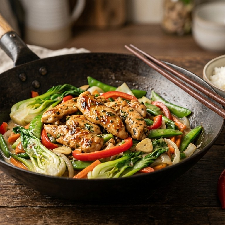 Kipreepjes met Thaise roerbakgroenten recept